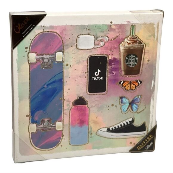 Starbucks Canvas Wall Art Skateboard Tik Tok Dorm Sneakers Rainbow Butterfly - Picture 6 of 6